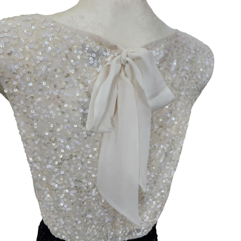 Ann Taylor Sequin Black & Cream Cocktail Dress Size 12 NWT - Picture 6 of 8